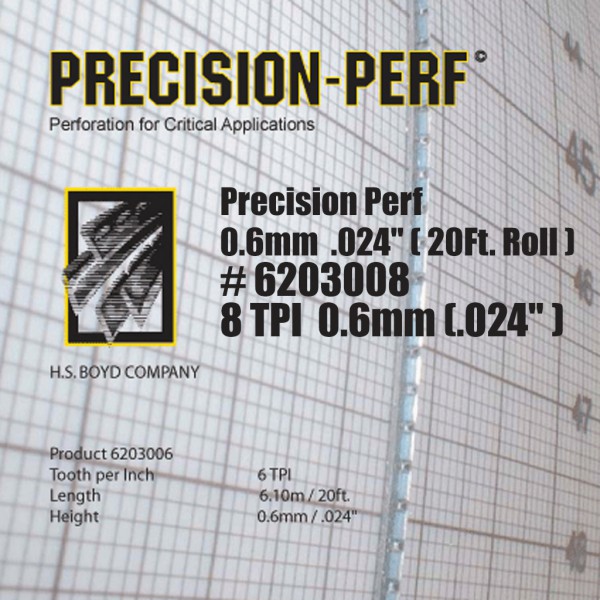Precision-Perf 0.6mm .024" (20 Ft. Roll) - 8 TPI