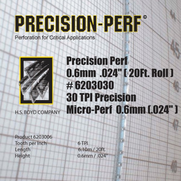 Precision-Perf 0.6mm .024" (20 Ft. Roll) - 30 TPI Precision Micro-Perf